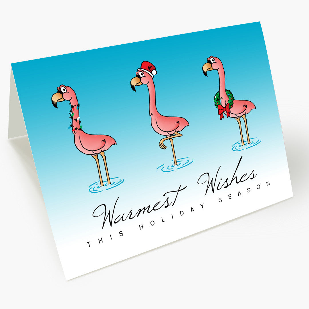 Flamingo Wishes Holiday Card