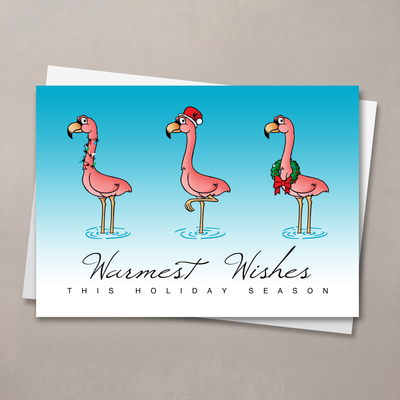 Flamingo Wishes Holiday Card
