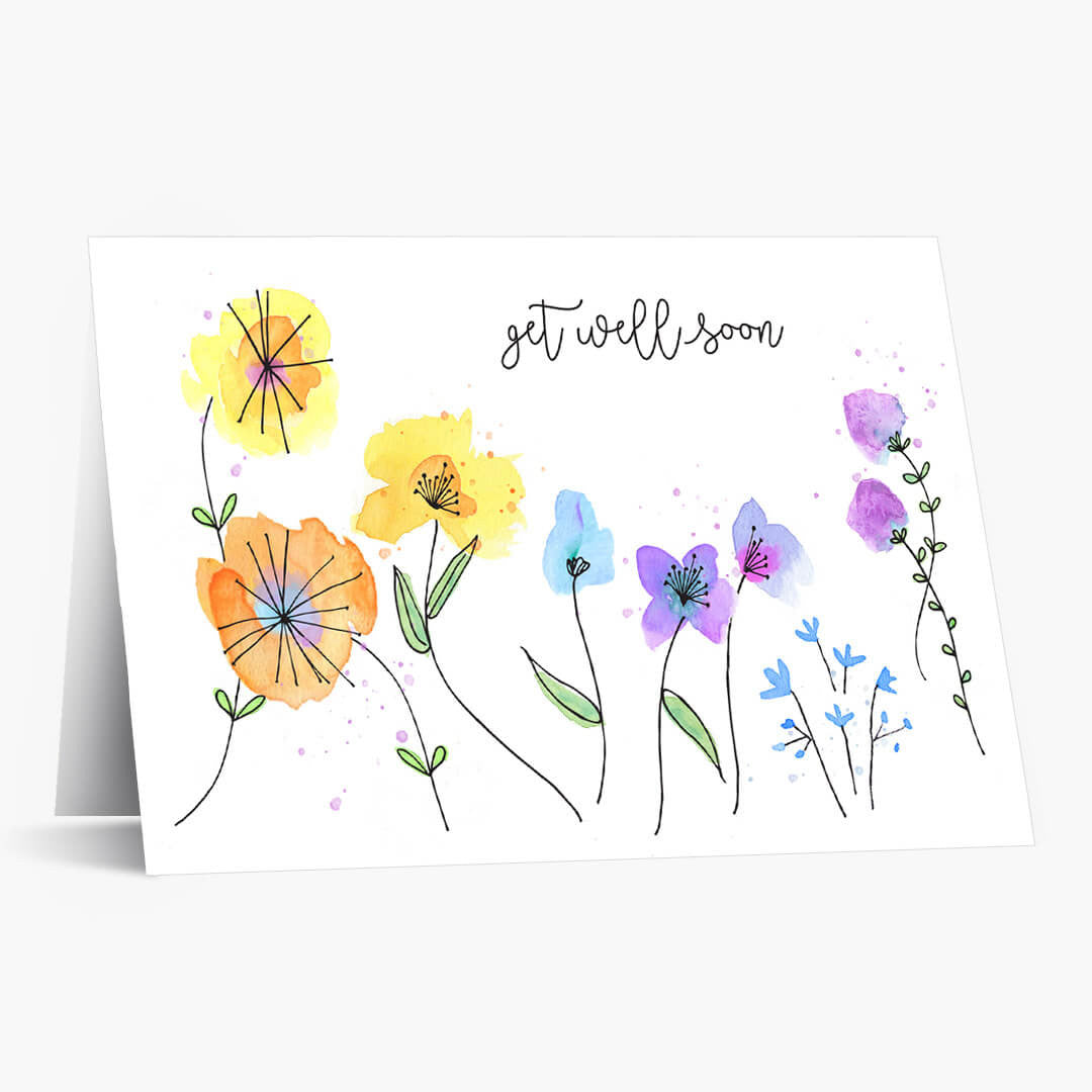 Watercolor Floral Get Well Card