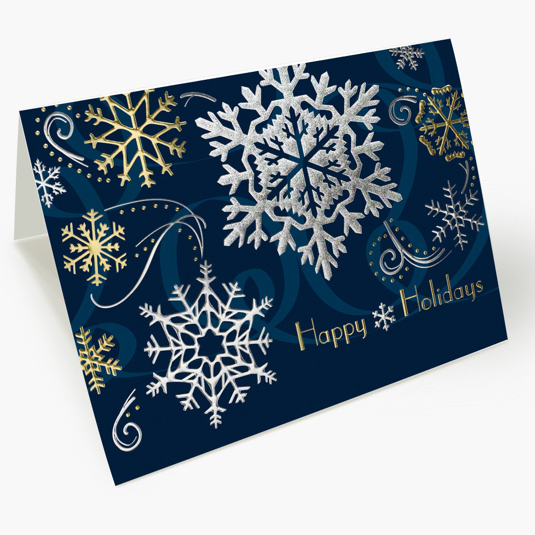 Stylish Snowflakes Christmas Card with Front Imprint