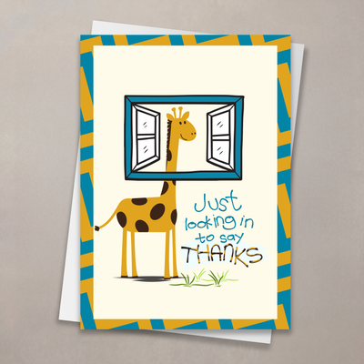 Giraffe Looking In Thank You Card
