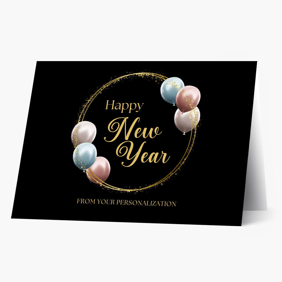 Glitters and Balloons New Year Card