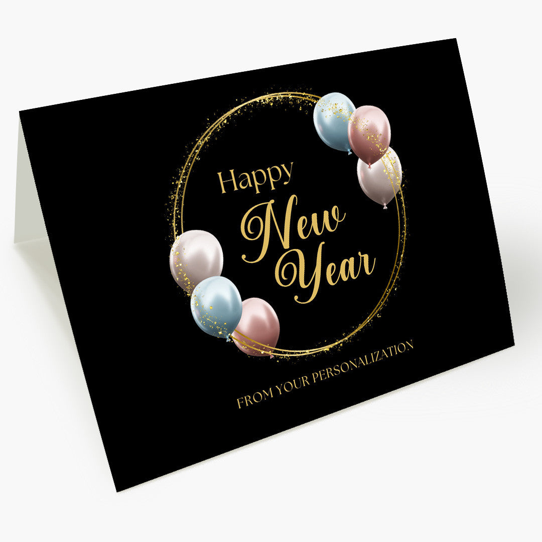 Glitters and Balloons New Year Card