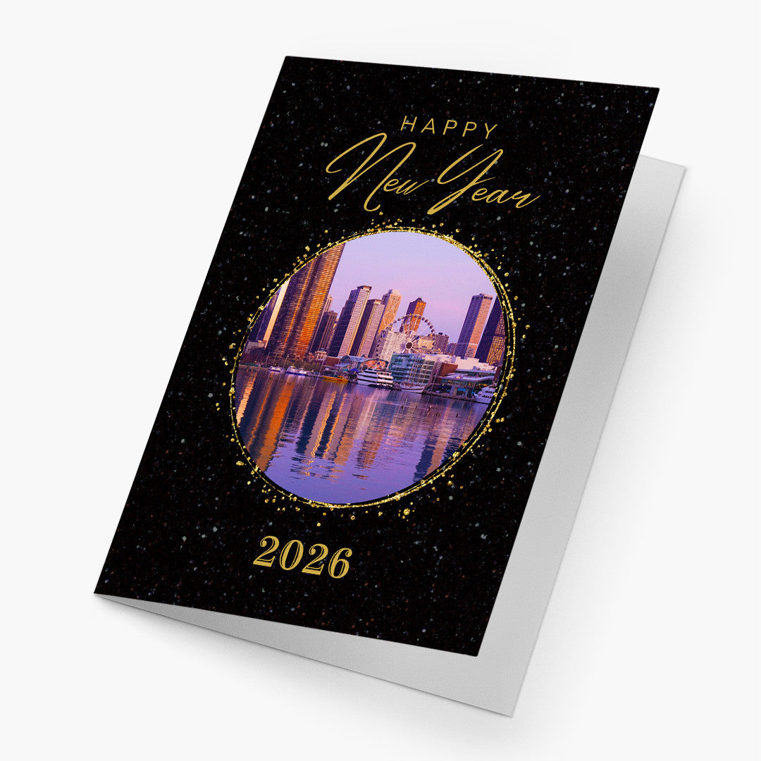 Golden View New Year Card - Chicago