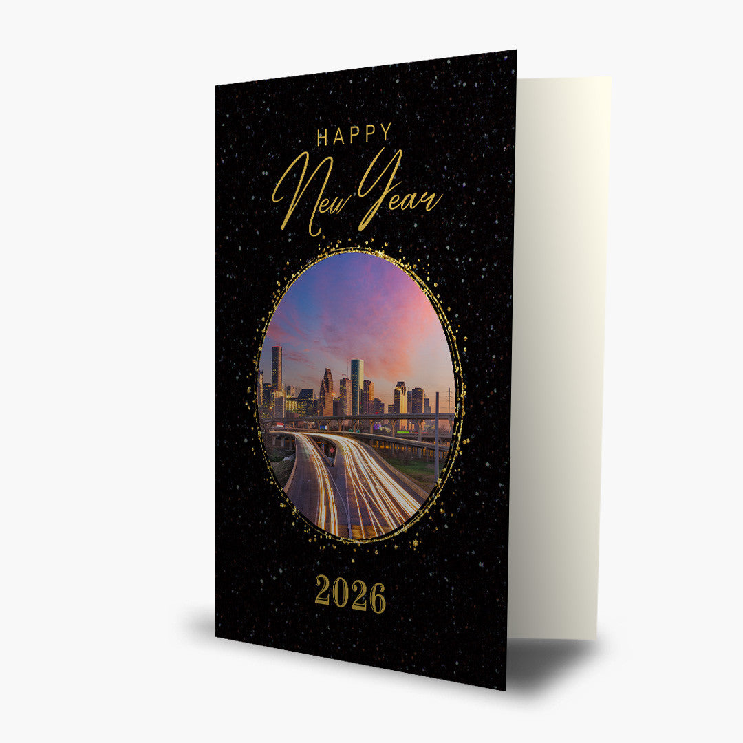 Golden View New Year Card - Houston
