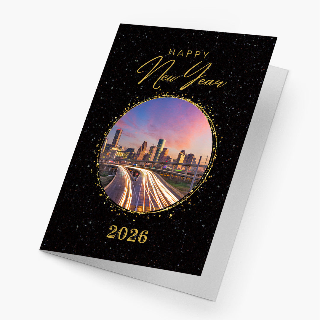 Golden View New Year Card - Houston