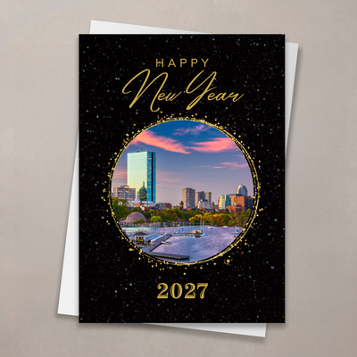 Golden View New Year Card - Boston