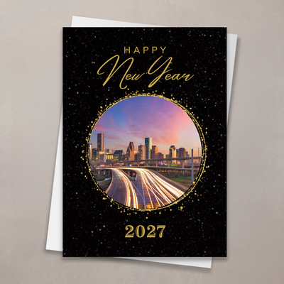 Golden View New Year Card - Houston