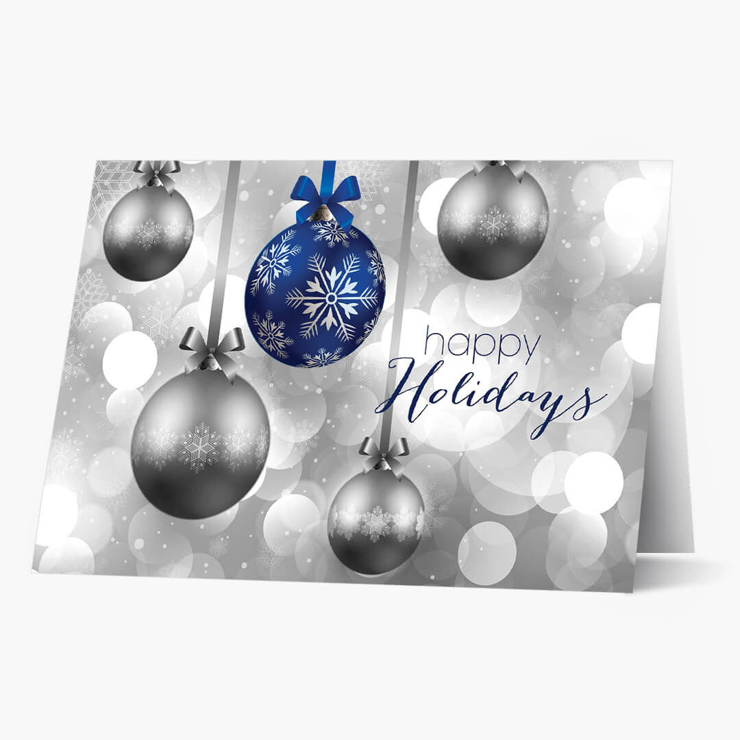 Hanging Ornaments - Blue Christmas Card