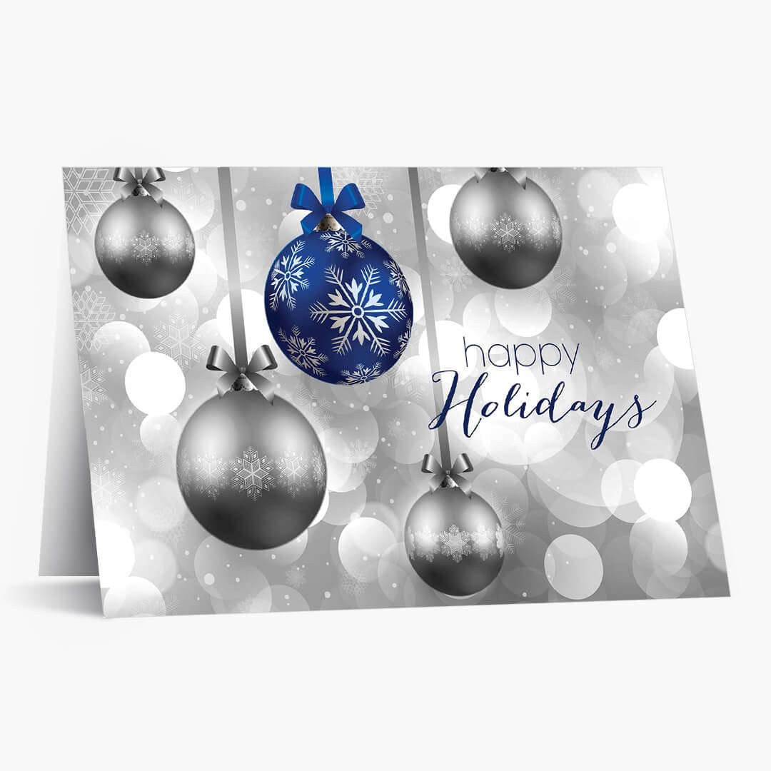 Hanging Ornaments - Blue Christmas Card