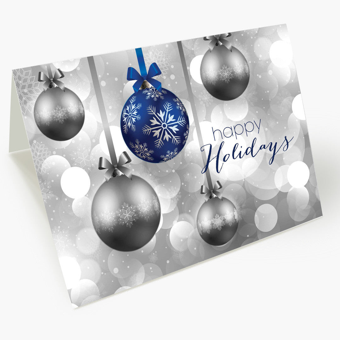 Hanging Ornaments - Blue Christmas Card