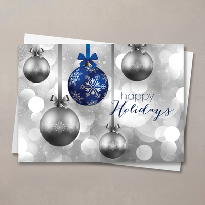 Hanging Ornaments - Blue Christmas Card