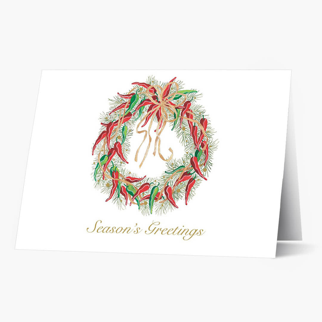 Hot Pepper Wreath Holiday Card