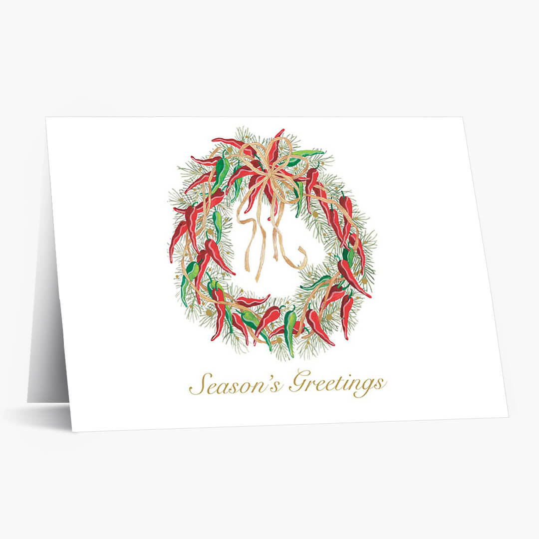 Hot Pepper Wreath Holiday Card