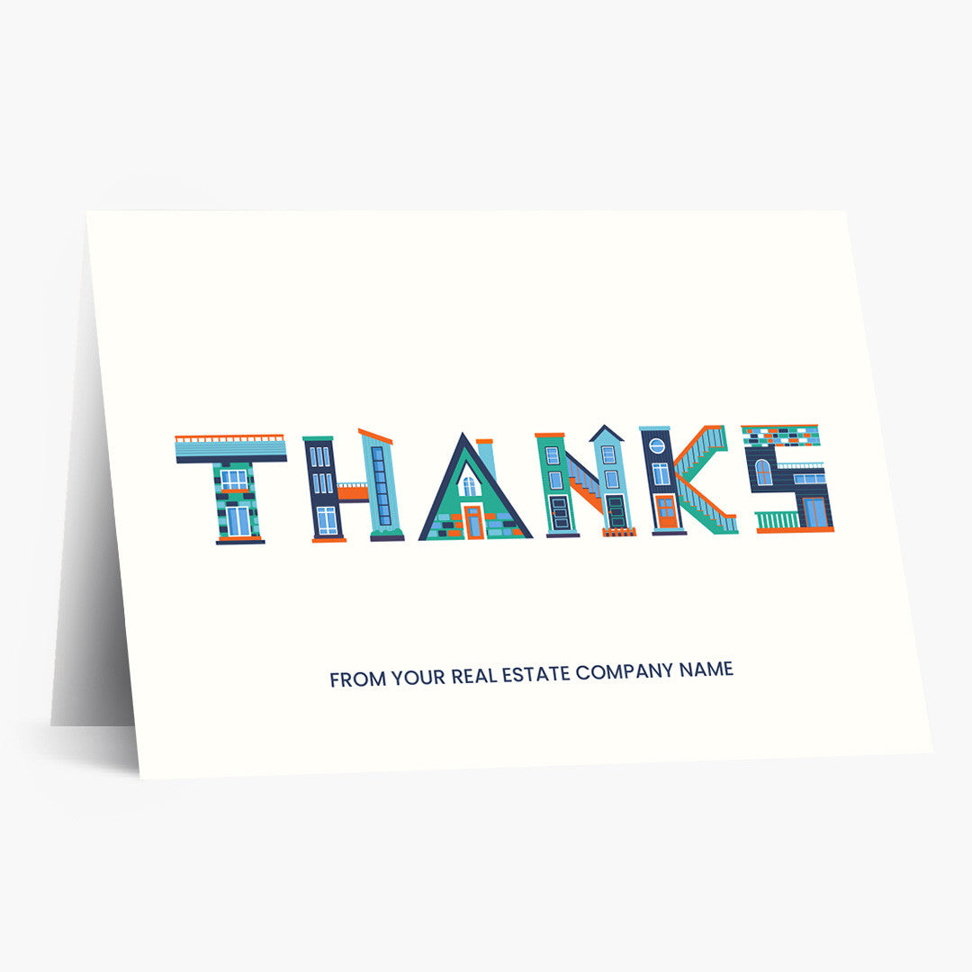 Houses Typography Thank You Card