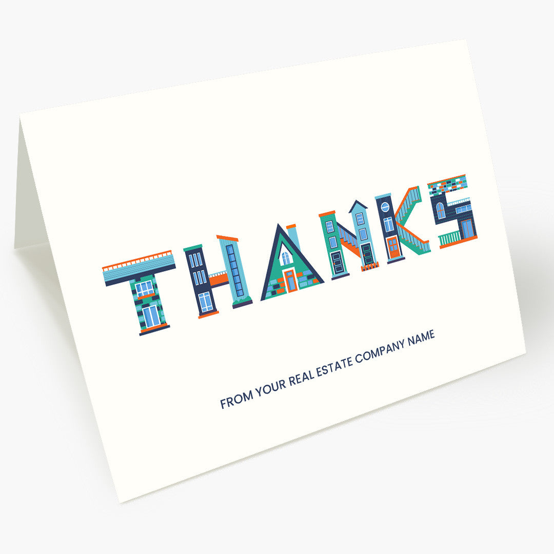 Houses Typography Thank You Card
