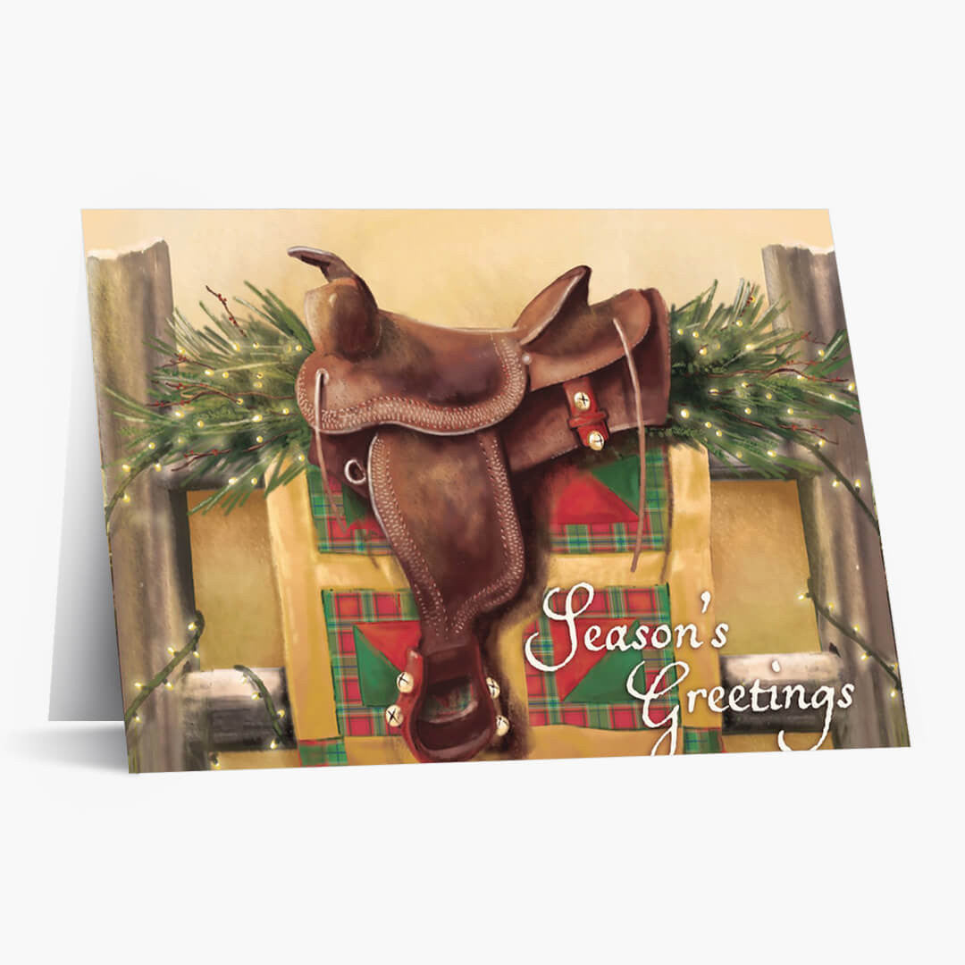Jingle Bell Saddle Christmas Card