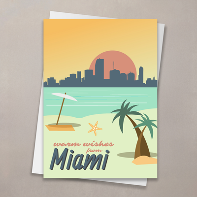 Miami Warm Wishes Christmas Card