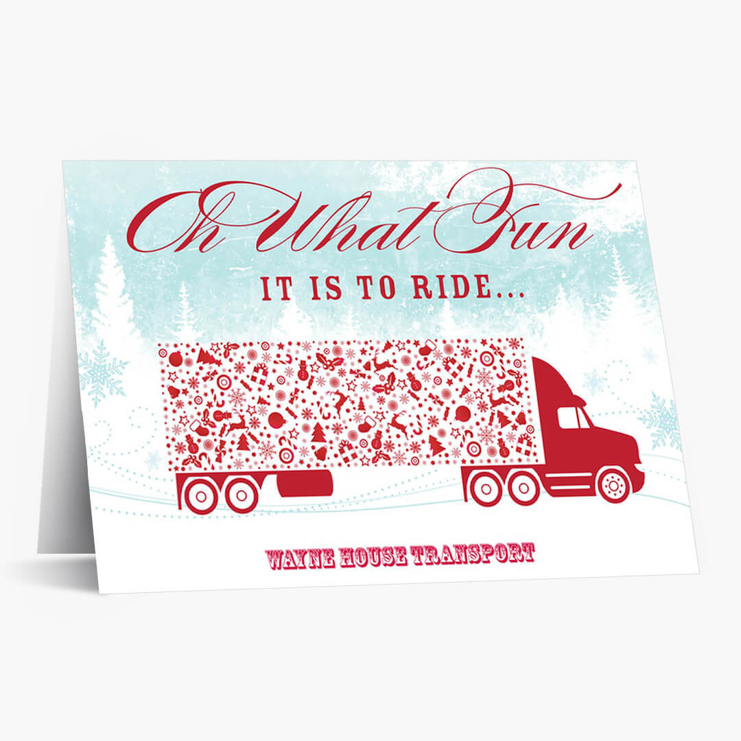 Oh What Fun Semi Truck Christmas Card