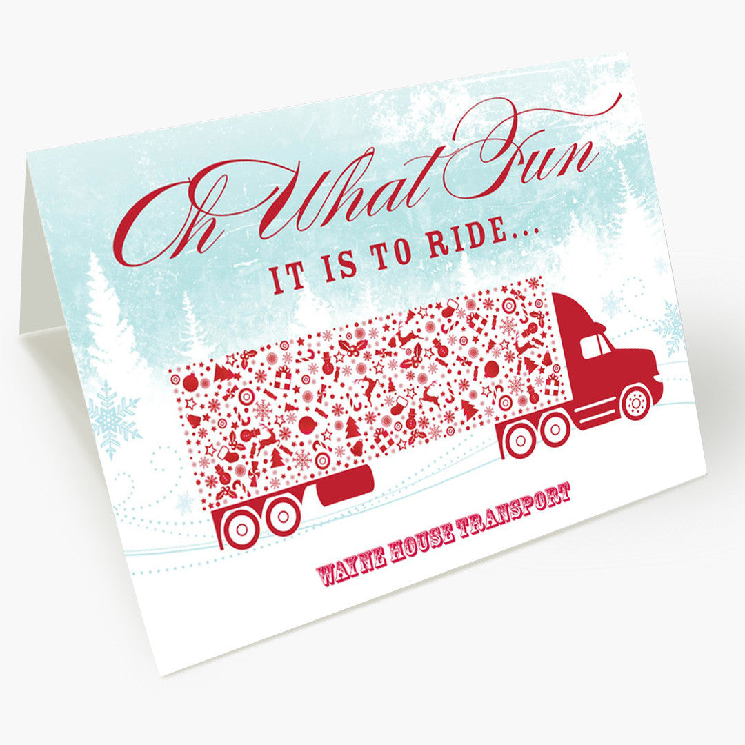 Oh What Fun Semi Truck Christmas Card