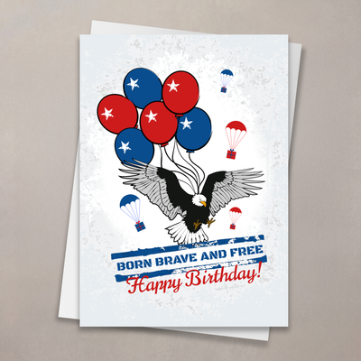 Patriotic Birthday Christmas Card