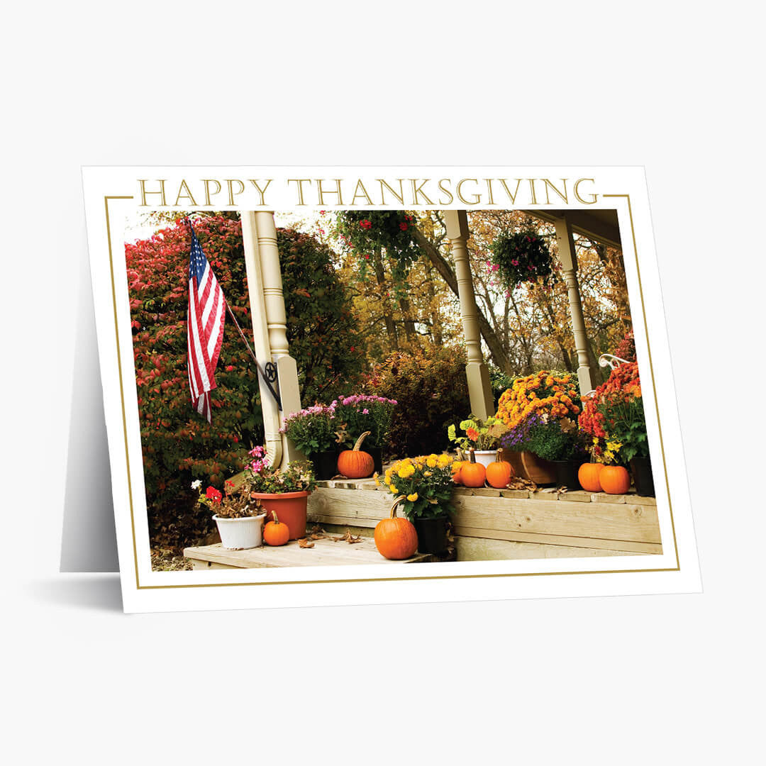 Patriotic Porch Thanksgiving Card