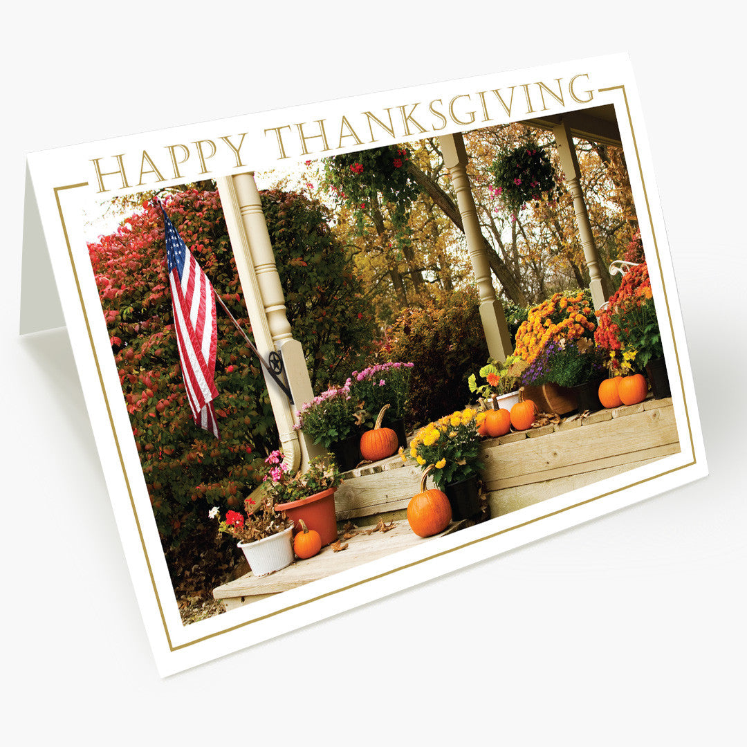 Patriotic Porch Thanksgiving Card
