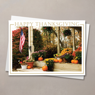 Patriotic Porch Thanksgiving Card