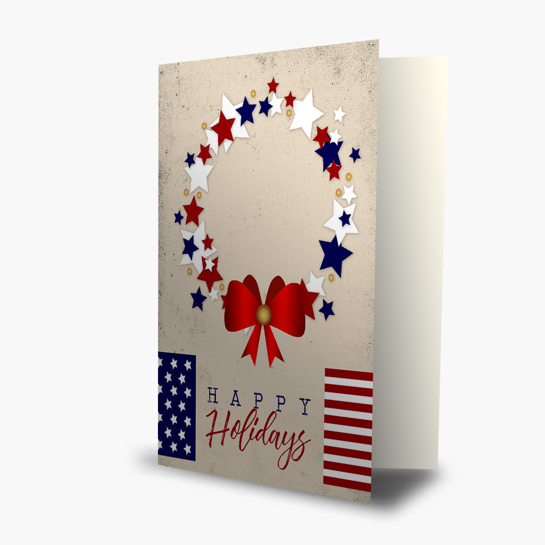 Patriotic Wreath Christmas Card