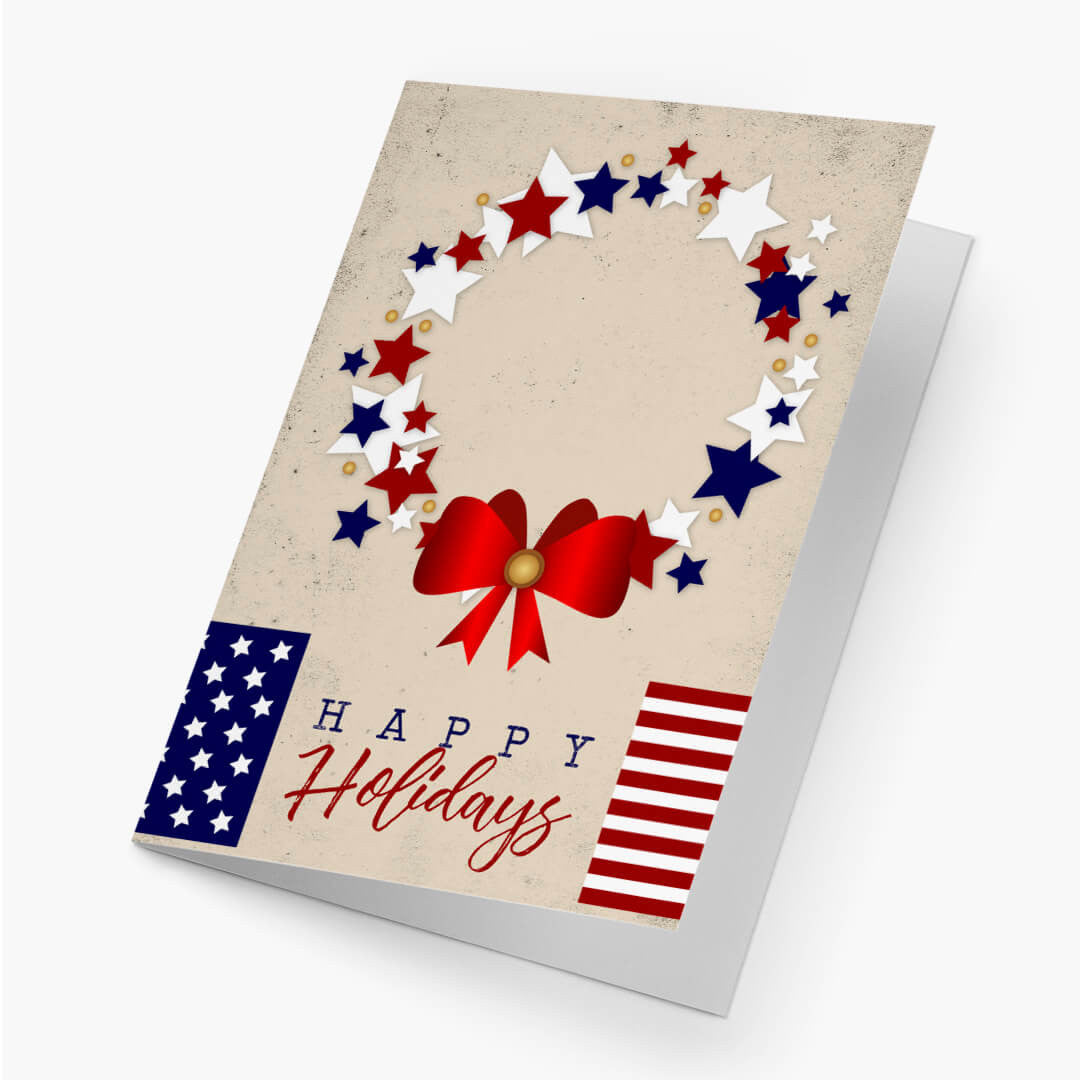 Patriotic Wreath Christmas Card