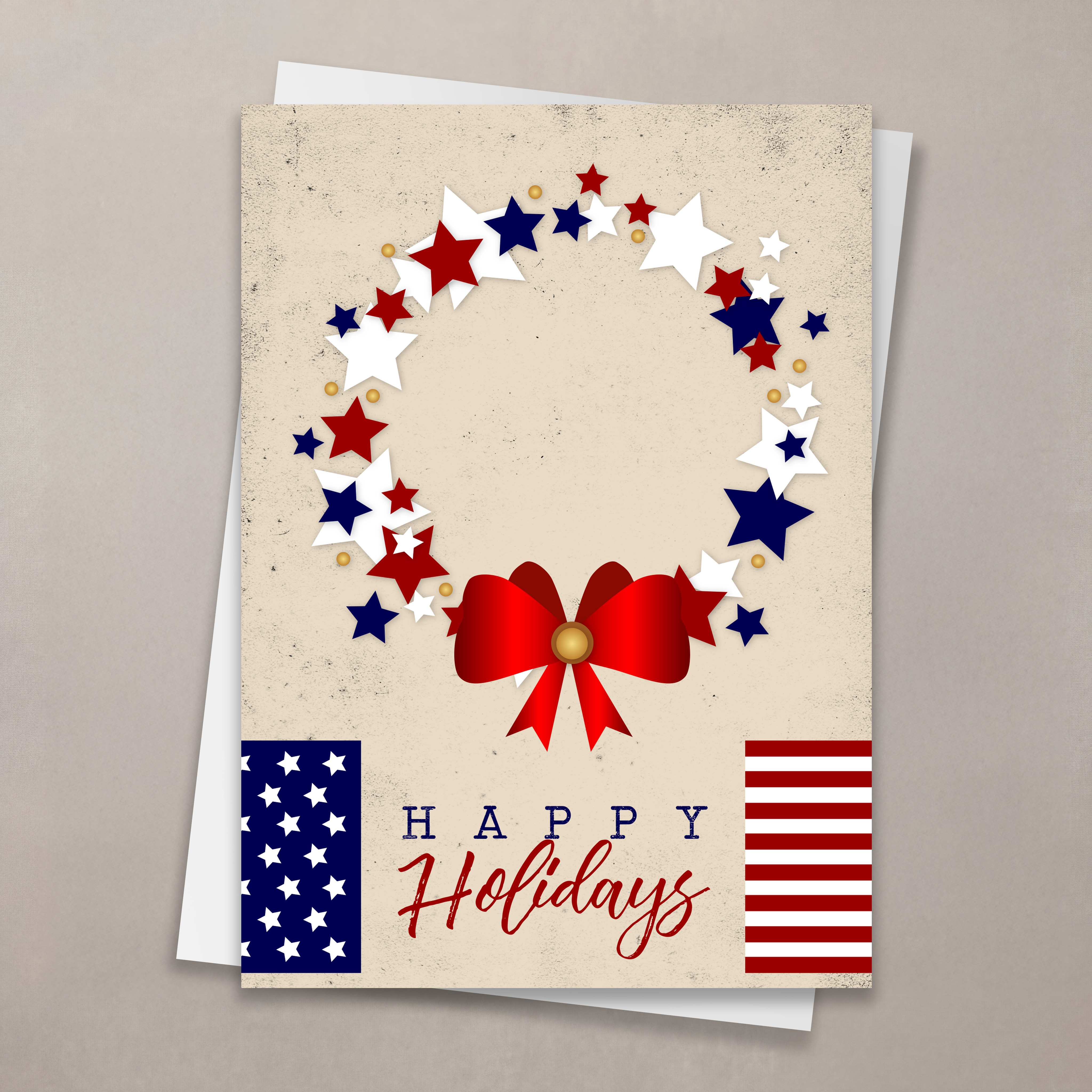 Patriotic Wreath Christmas Card