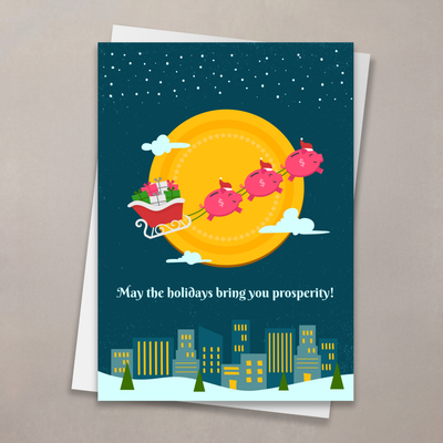Piggy Sleigh Christmas Card