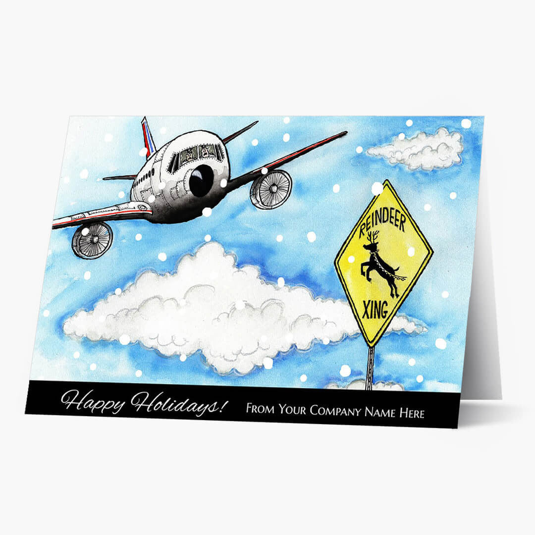 Reindeer Crossing Christmas Card