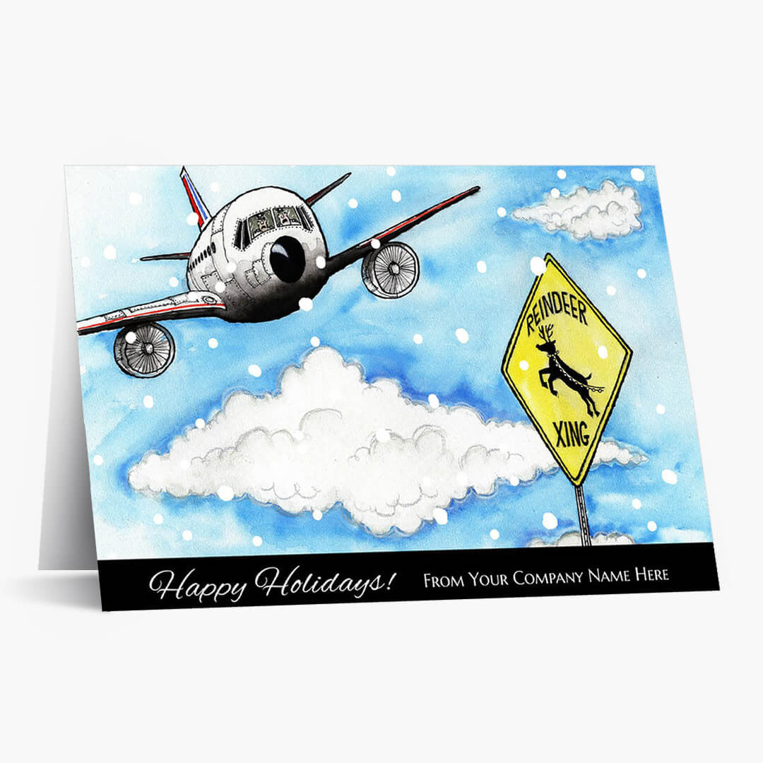 Reindeer Crossing Christmas Card
