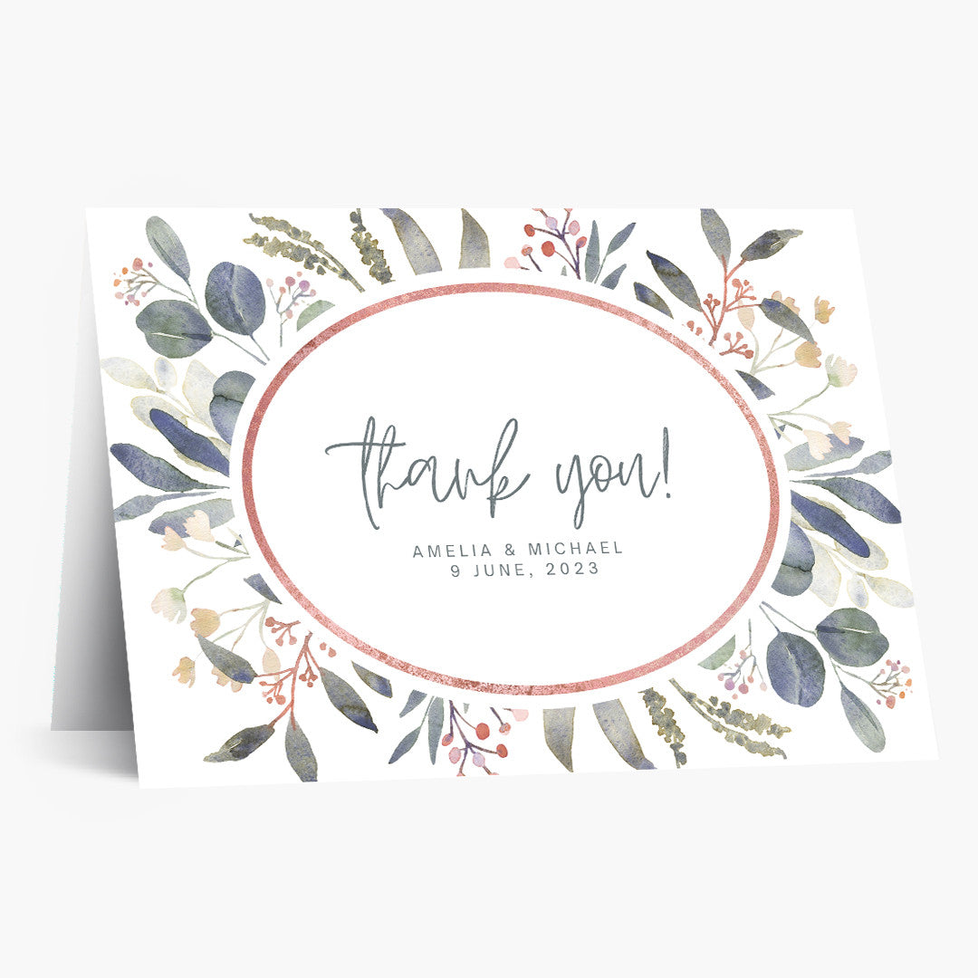 Rose Gold Thank You Card with Eucalyptus