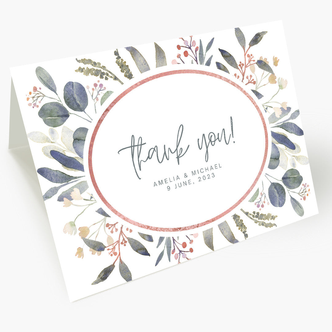 Rose Gold Thank You Card with Eucalyptus