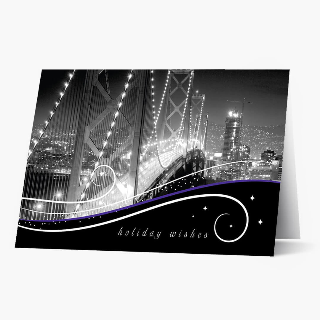 San Francisco Skyline At Night Christmas Card