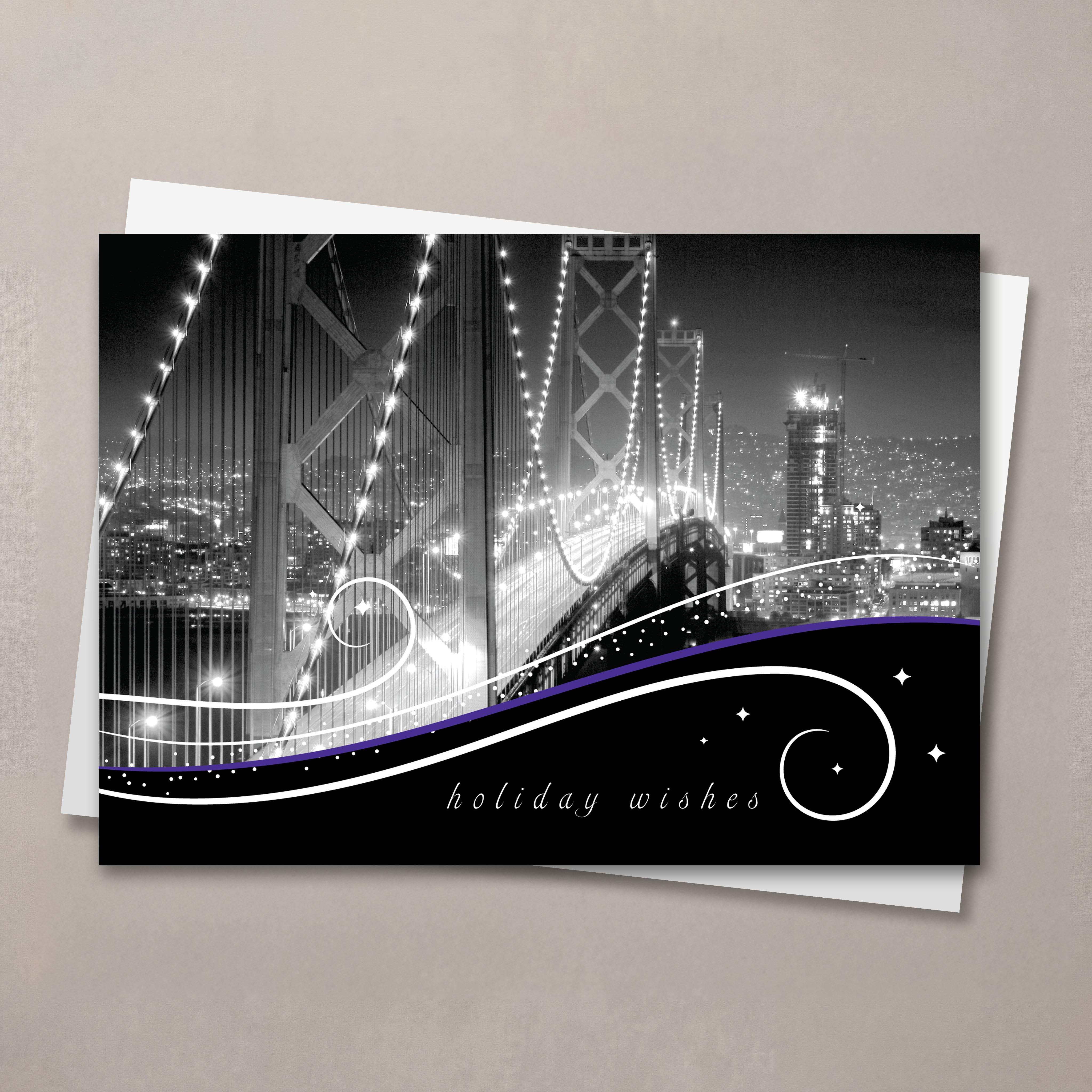 San Francisco Skyline At Night Christmas Card