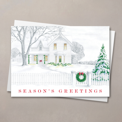 Sketched House Scene Holiday Card