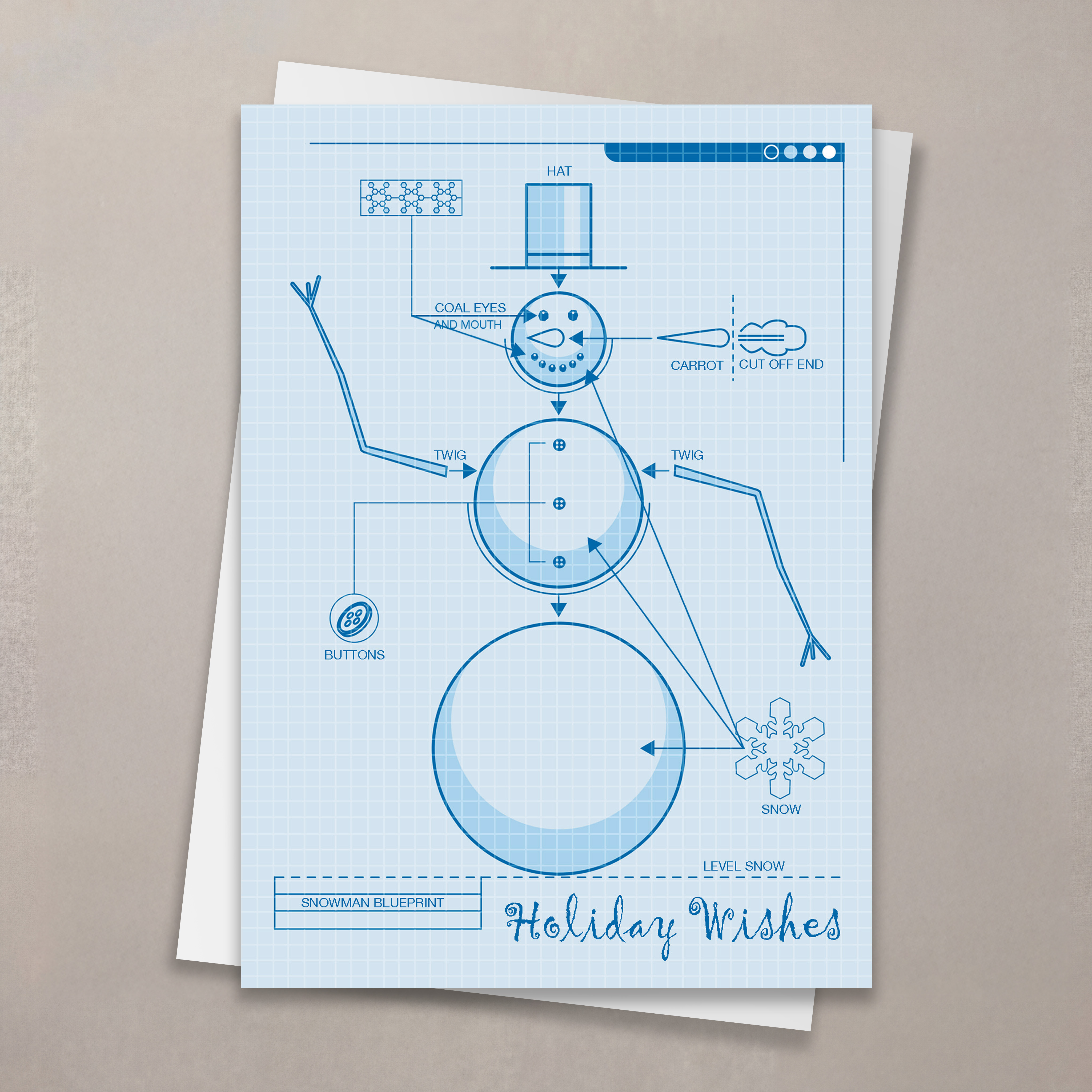 Snowman Blueprint Christmas Card