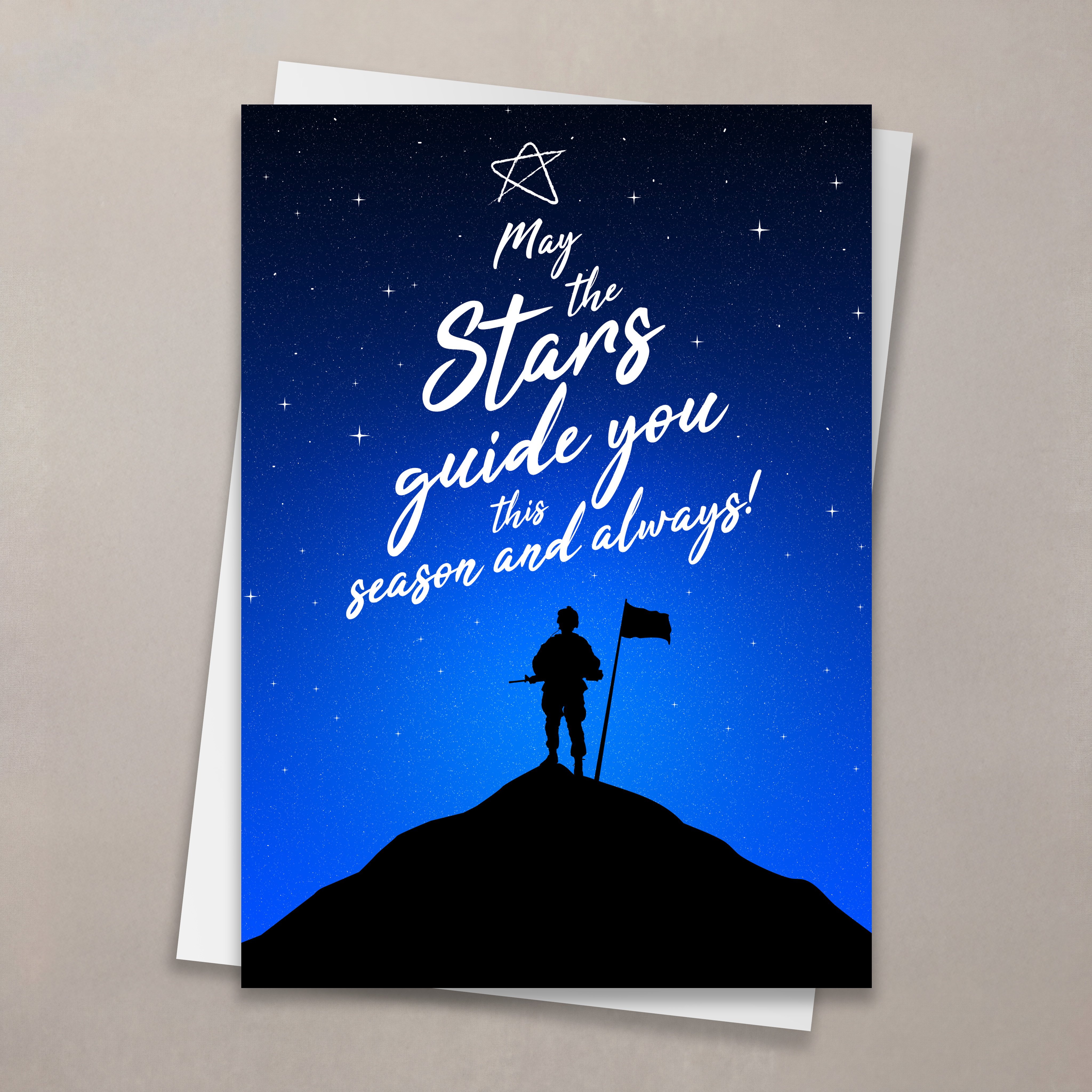 Soldier Starry Night Christmas Card