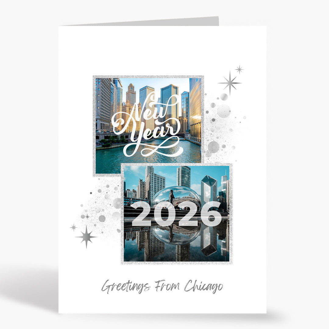 Sparkling Scenes New Year Card - Chicago