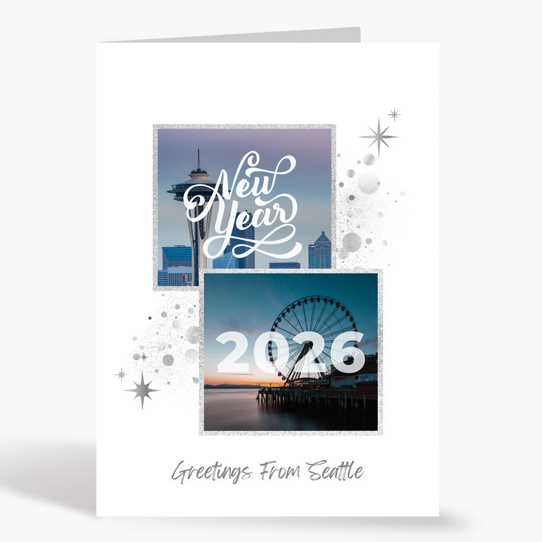 Sparkling Scenes New Year Card - Seattle