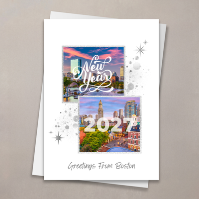 Sparkling Scenes New Year Card - Boston