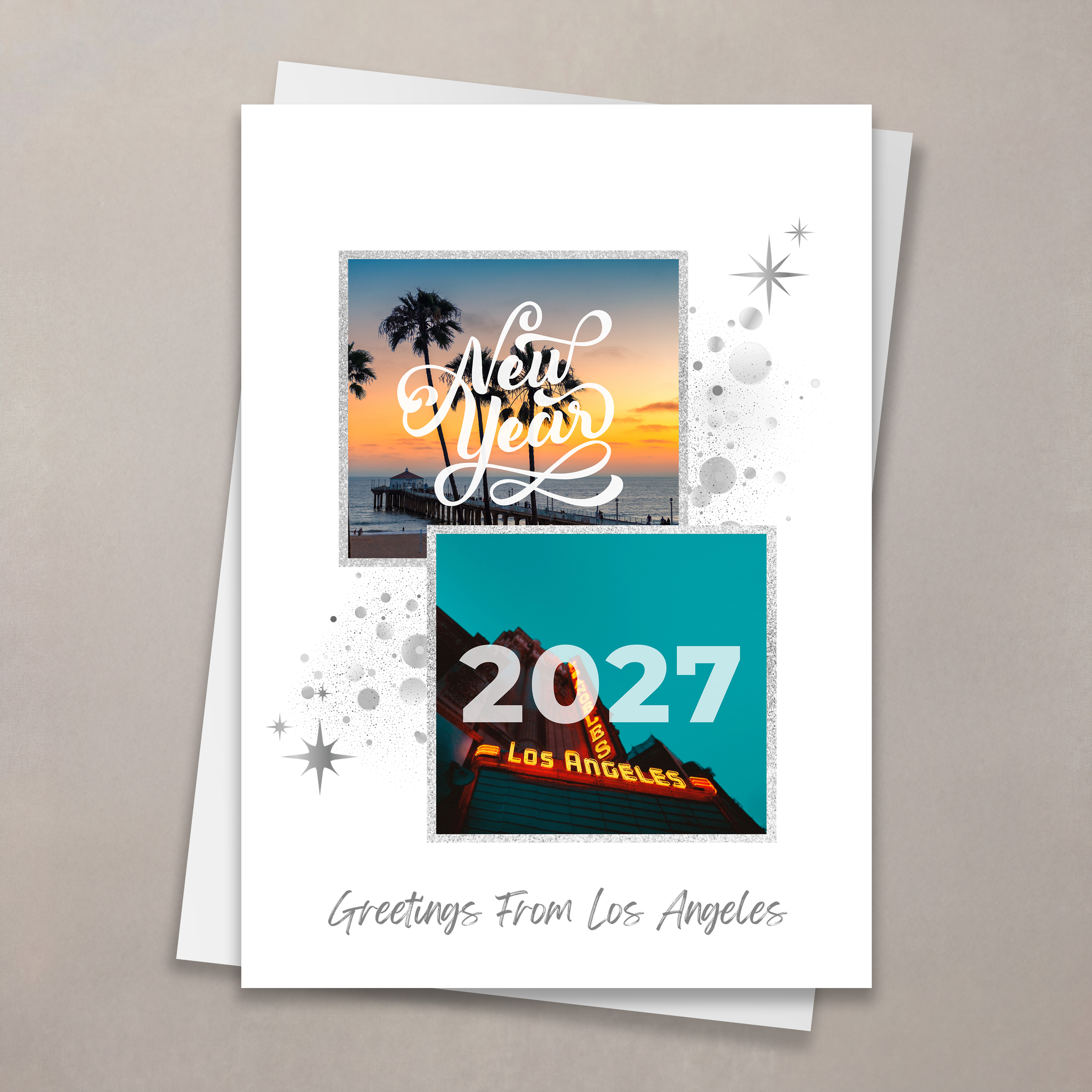 Sparkling Scenes New Year Card - Los Angeles