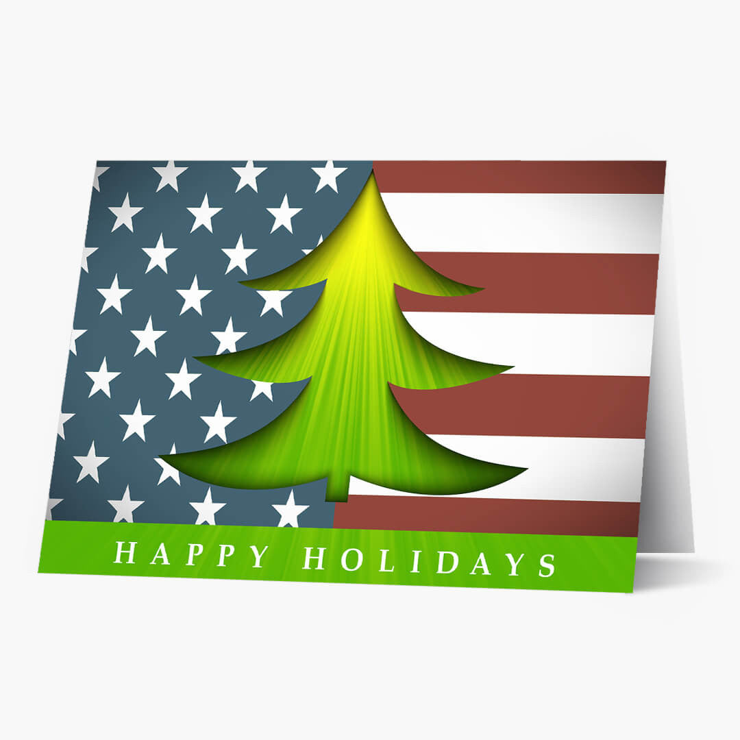Stars and Stripes Greetings Holiday Card
