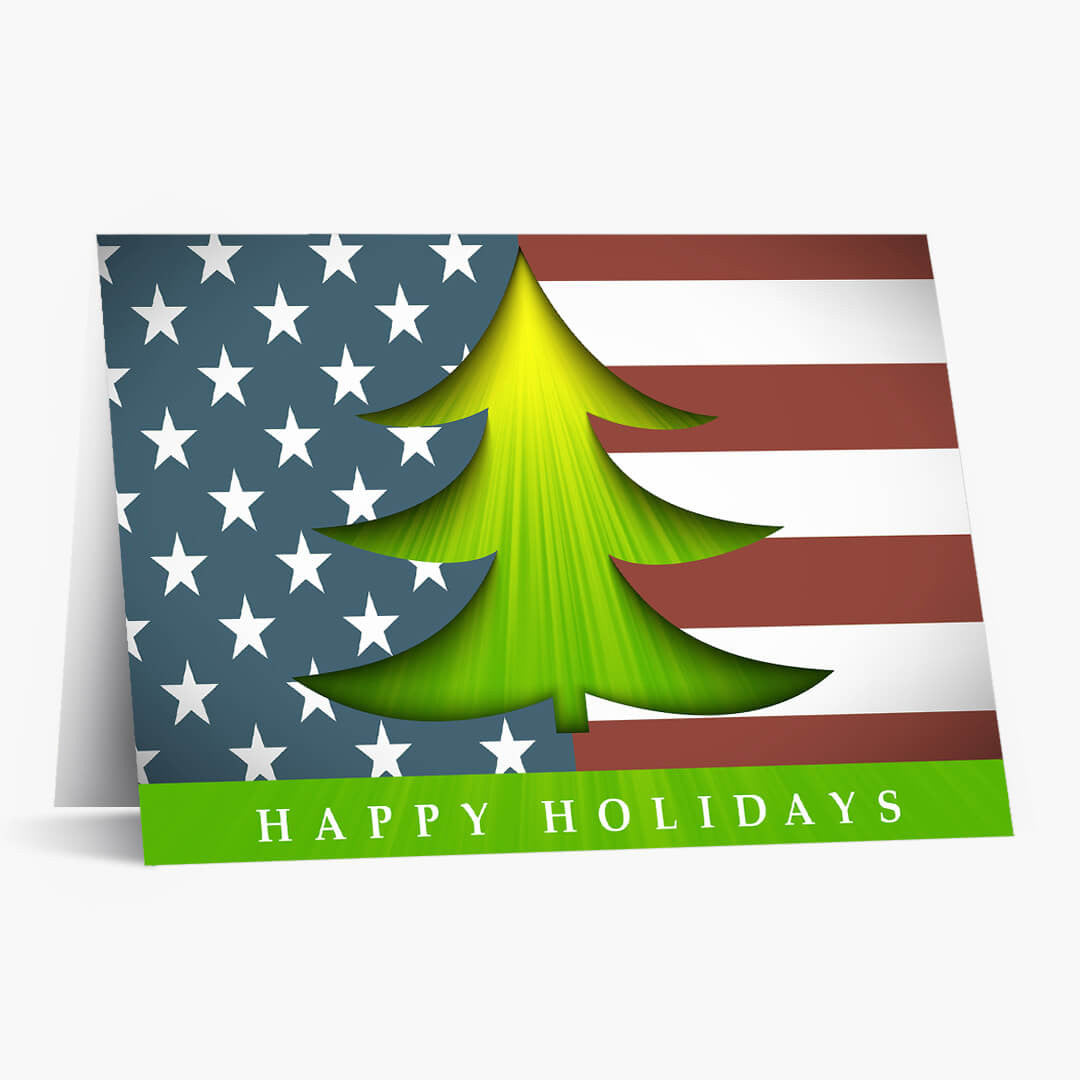 Stars and Stripes Greetings Holiday Card