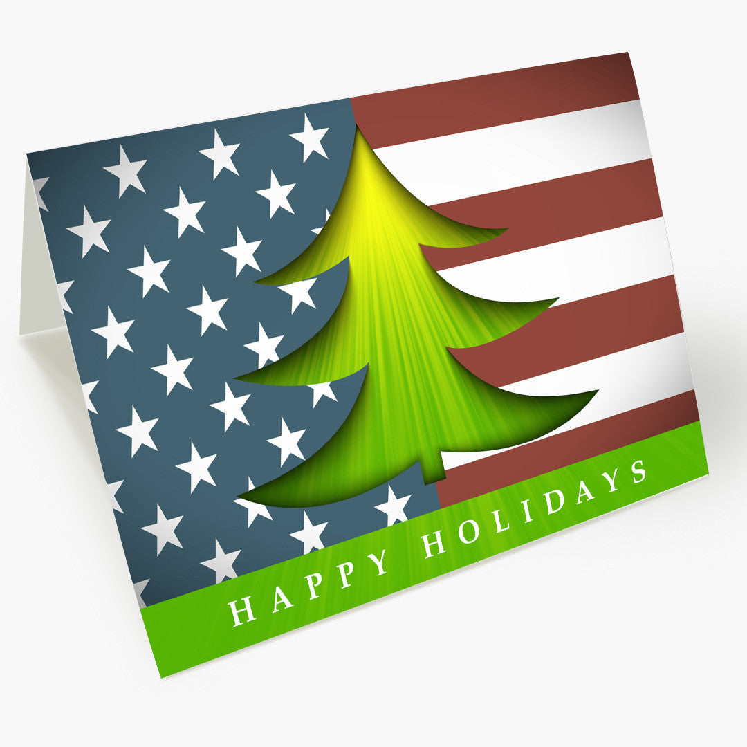 Stars and Stripes Greetings Holiday Card