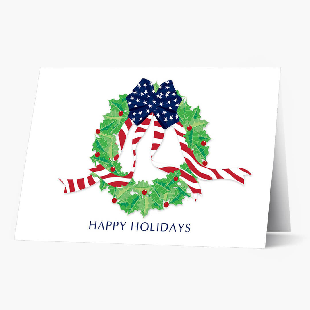 Stars and Stripes Wreath Christmas Card