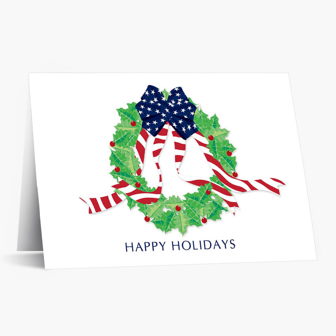 Stars and Stripes Wreath Christmas Card